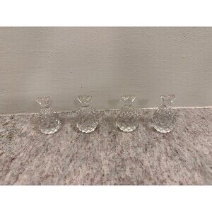Vintage Clear Cut Glass Pineapple Place Card Holders Set of 4 Table Name Holders